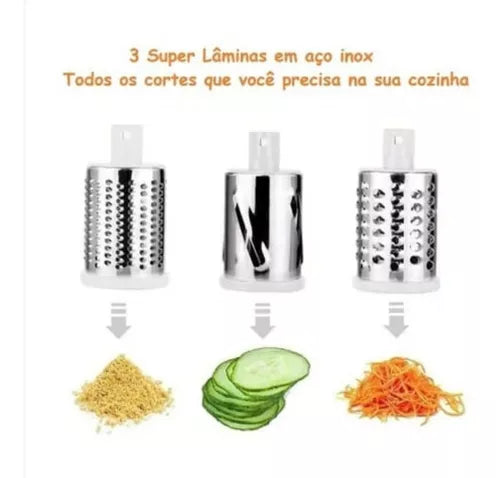 Cortador Ralador Fatiador Manual Legumes E Verduras 3 Em 1